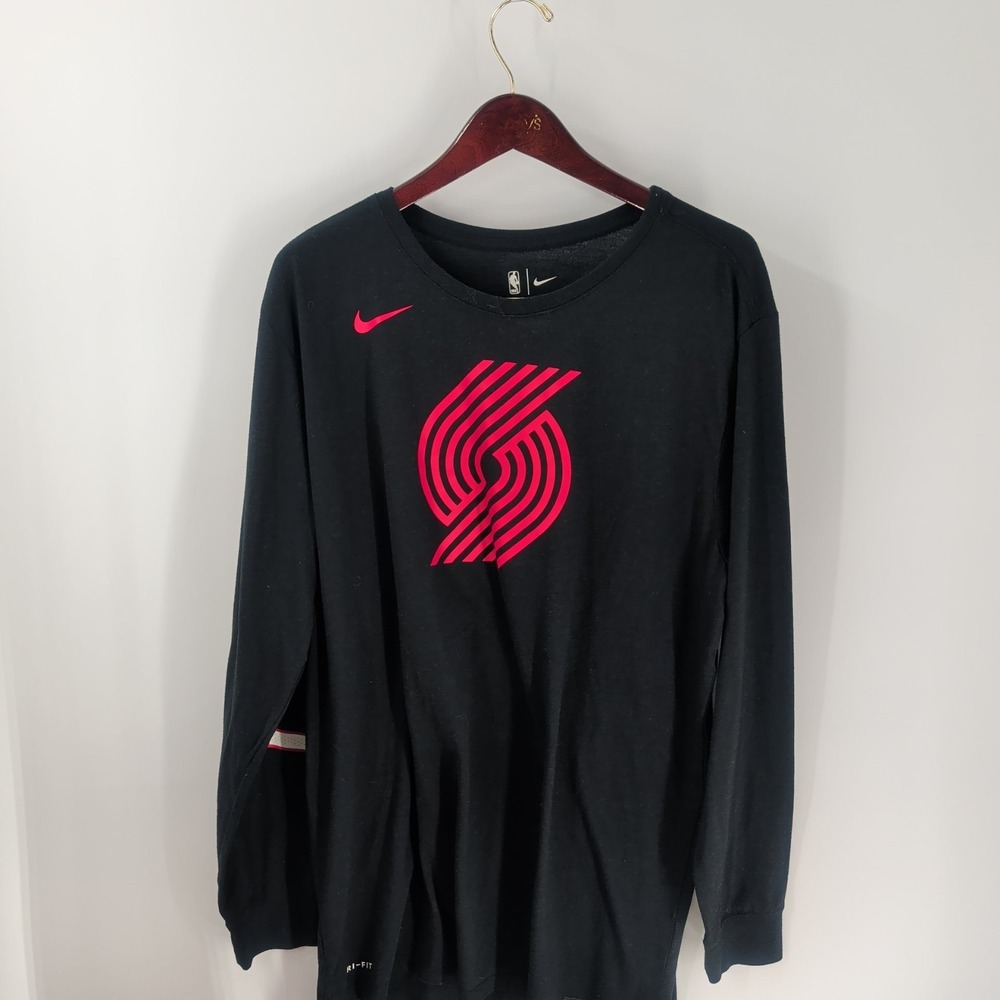 Vintage 90's Portland Trail Blazers Nike Dri-Fit Mens Black Graphic T-Shirt XL